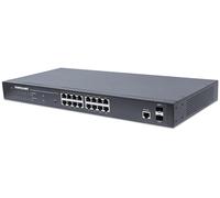 Intellinet Switch Fast Ethernet Office Métal Bureau Gigabit PoE+ 19" 16 Port (2 SFP Ports) Noir