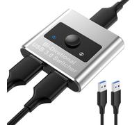 Switch USB 3.0, 2 en 1 Sortie Bi-directionnel Sélecteur de Commutateur, Haute Vitesse 5 Gbps, Commutateurs KVM pour Souris, Clavier, Scanner Avec 2x4,9ft Câbles