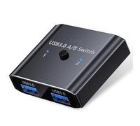 Switch USB 3.0 Bidirectionnel, Commutateur KVM 2 en 1 Sortie, KVM Sharing Switcher 2 PC, 5Gbps Adaptateur KVM pour Imprimante, Souris, Partageant, Clavier, Scanner