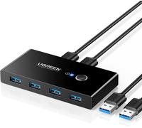 Switch USB 3.0 KVM Switch Ports for 2 PC Inputs 4 Outputs for Keyboard Mouse External Hard Drive Printer Scanner Cables Included