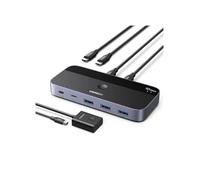 UGREEN Switch USB C 3.2 10Gbps Commutateur KVM Ports pour 2 PC Entrées 4 Sorties pour Clavier Souris Disque Dur Imprimante avec Contrôleur du Bureau et Câbles Inclus Plug Play