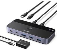 Switch Usb C 3.2 10Gbps Commutateur Kvm Ports Pour 2 Pc Entrées 4 Sorties Pour Clavier Souris Disque Dur Imprimante Avec Contrôleur Du Bureau Et Câbles Inclus Plug Play