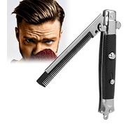 Switchblade Peigne de poche, peigne à ressort, poches Switchblade, peigne à cheveux à huile, couteau pliant, peignes à brosse automatique avec bouton-pression pour homme, cheveux, barbe, moustache