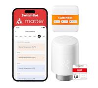 SwitchBot Combo Thermostat de radiateur connecté Matter - Thermostat Bluetooth avec appli & minuteur, Installation Facile, économie d'énergie, Compatible Alexa, Apple Home