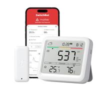 SwitchBot Détecteur de CO2 Bluetooth avec IP65, thermomètre avec hygromètre intérieur, Appareil de Mesure de la qualité de l'air avec Alarme de CO2, capteur Bluetooth avec