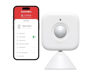 SwitchBot Détecteur de Mouvement Intelligent - Système de Sécurité Domestique Intelligent sans Fil, Alerte et Capteur de Mouvement Infrarouge, Ajouter Hub pour Le Rendre Compatible avec Alexa