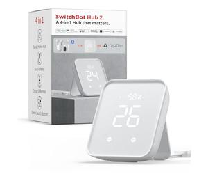 SwitchBot Hub 2 - thermomètre hygromètre WiFi, télécommande IR, Intelligente Ainsi qu'un capteur de lumière. Reliez au Wi-FI (2.4GHz), Compatible avec Alexa&Google Assistant