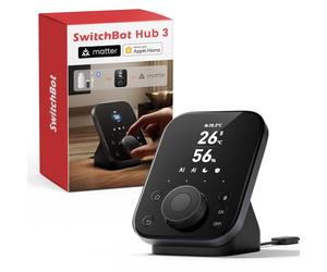 SwitchBot Hub 3, Hub Domotique Maison WiFi avec Support Matter, Télécommande IR/Bluetooth, Capteur Température Humidité, Compatible Alexa, Google Home, Apple HomeKit, Home Assistant, IFTTT