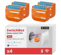 SwitchBot Interrupteur de relais mat 1PM, interrupteur WiFi compatible avec Alexa/Apple Home/Google Home, module de commutation de relais de mesure de la puissance avec répéteur Bluetooth intégré