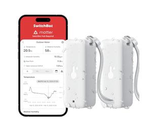 SwitchBot Lot de 2 thermomètres hygromètre IP65 - Pour l'intérieur et l'extérieur - Bluetooth - Point de rosée - VPD - Capteur d'humidité absolu - Stockage des données - Pour serre, cave à vin