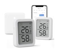 SwitchBot Lot de 2 thermomètres hygromètres Wi-Fi avec Hub Mini Matter, compatible avec Alexa, Apple Home, Google Home