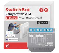 SwitchBot Matter Relais interrupteur 2PM, Module de relais interrupteur avec mesure de puissance, Interrupteur Wi-Fi&Bluetooth Fonctionnant avec Alexa/Apple Homekit/Google Home, 2.4GHz