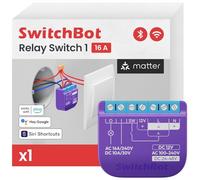 SwitchBot Relais interrupteur 1, Module de relais interrupteur avec Répéteur Bluetooth, Interrupteur Wi-Fi&Bluetooth Fonctionnant avec Alexa/Apple Homekit/Google Home, 2.4GHz 16A
