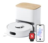 SwitchBot Robot aspirateur K11+ avec serpillère, Puissance d'aspiration 6000 Pa, 90 Jours de récupération de la poussière, vidange Automatique, cartographie Intelligente LDS, Design Fin de 3,6