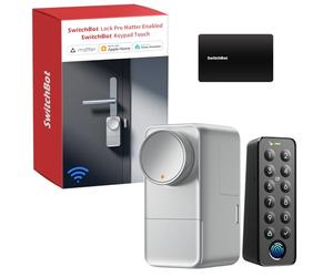 SwitchBot Serrure Connectée WiFi Pro avec Clavier Tactile, Matter Over WiFi, Serrure Électronique à Batterie Rechargeable, Déverrouillage via Empreinte Digitale, Alexa, Google, Compatible Apple Home