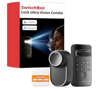 SwitchBot Serrure Ultra WiFi connectée avec Keypad Vision, Reconnaissance faciale 3D, Verrouillage de porte à empreinte digitale, Verrouillage de porte intelligente, Système à triple alimentation
