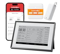 SwitchBot Tableau de bord domestique intelligent E-Ink, thermomètre hygromètre sans fil intérieur/extérieur avec calendrier, Wi-Fi 2,4GHz&BLE,compatible Google/iCloud/Outlook (3in1 Combo)