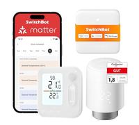 SwitchBot Tête Thermostatique Connectée avec Panneau Climatique et Hub Mini Matter, appli, Programmation, Commande à Distance et vocale, pour Alexa, Google Home, Apple Home et Home Assistant