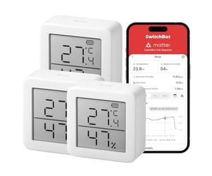 SwitchBot Thermomètre Hygromètre Intérieur connecté- Thermo-hygromètre Numérique à Domicile, Petit Thermomètre d'Ambiance avec APP Contrôle, Stockage de Données (3 pièces)