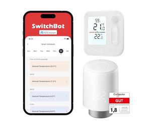 SwitchBot Thermostat de radiateur Intelligent, Thermostat Bluetooth, avec Programmation et Programmation, économie d'énergie, Installation Facile, Compatible avec Alexa, Apple Home & Home Assistant