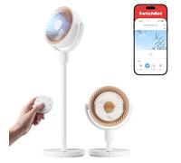 SwitchBot Ventilateur sur pied oscillant, éclairage RGB, 22 dB ultra-silencieux, télécommande, compatible Matter via Hub, débit d'air 9,15 m³/min, hauteur réglable, 4 modes, 9 vitesses, minuterie 9 h