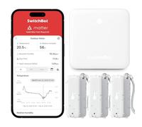 SwitchBot WiFi Thermo-hygromètre 3 Pièces avec Hub Mini, Thermomètre IP65, Capteur de température/de point de rosée/VPD/d'humidité absolu avec alertes intelligentes, Fonctionne avec Alexa