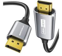 SWITCHFLUX Câble DisplayPort vers HDMI de 1,8 m | 4K @ 60 Hz, 2K @ 120 Hz, cordon HDMI unidirectionnel DP mâle vers mâle, compatible avec HP, Dell, AMD, NVIDIA, ordinateurs portables, ordinateurs de