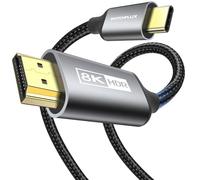 SWITCHFLUX Câble USB C vers HDMI 2.1, 1,8 m 8K @ 60 Hz, 4K @ 144 Hz, 2K @ 165 Hz Type C vers HDMI Cordon compatible HDCP2.3/HDR/DSC Thunderbolt 3/4 compatible avec MacBook Pro/Air, Dell, HP, Lenovo,