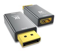 SWITCHFLUX Lot de 2 adaptateurs DisplayPort 1.4 vers HDMI 2.1 (8K @ 60 Hz, 4K @ 144 Hz), convertisseur DP unidirectionnel (Source) vers HDMI (Display) compatible avec PC, ordinateur de bureau, AMD