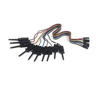 Switian 10pcs Kit de Câbles Dupont Fils de Pontage avec Clips de Test Crochet Grabber pour Analyseur Logique USB, Connecteur Femelle 2.54mm, Compatible avec Arduino Électronique (Noir)