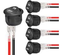 Switian 4 Pcs DC 20A 12V SPST Rond Interrupteur à Bascule Boîtier Coque 12V LED Marche Arrêt for Bricolage Voiture Camion Chariot Panneau Bleu Rouge Vert Jaune éclairé (Black)