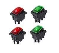 Switian 4 Pièces Interrupteur à Bascule 4 Broches 2 Positions IP67 16A 250V ON-OFF - 2 Rouge + 2 Vert - Mini Commutateur Étanche pour Voiture, Bateau, Électroménage