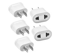 Switian 5 PCS Adaptateur FR vers US Convertisseur Prise EU vers US Prise pour Connecter Appareils Français France Europe USA pour Japon Canada Thaïlande Taïwan/Blanc