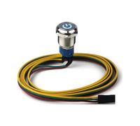 Switian Bouton d'alimentation PC avec LED Bleu - Interrupteur de Réinitialisation 16mm/100cm, Câble Alimentation Ordinateur, Compatible Carte Mère