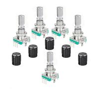 Switian Encodeur Rotatif EC11 360° 5 Broches 20 Positions avec Interrupteur + Capuchons Bouton, Potentiomètre Numérique pour Arduino, Audio, DIY Électronique (Lot de 5)