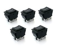 Switian Interrupteur à Bascule DPDT 6 Bornes 3 Positions On/Off/On - Lot de 5 Pièces pour Bateau, Voiture, Moto, Machines - 16A 250VAC/20A 125VAC