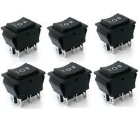Switian Interrupteur à Bascule DPDT 6 Bornes 3 Positions On/Off/On - Lot de 6 Pièces pour Bateau, Voiture, Moto, Machines - 16A 250VAC/20A 125VAC