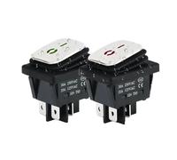 Switian Interrupteur à Bascule Étanche Miniature en Métal KCD4-2pcs SPST ON-OFF 4 Broches 30A 250VAC, LED Rouge/Vert, IP65 pour Équipements Électroménagers