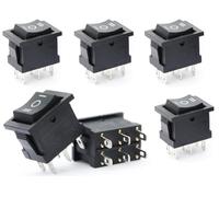 Switian Interrupteur Bascule 3 Positions DPDT 6 Broches - Pack de 6 Pièces pour Voiture, Bateau, Électroménager (AC 250V/6A) - Commuteur à bascule Noir