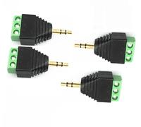 Switian Lot de 4 Adaptateurs Jack 3.5mm Mâle vers Bornier Femelle - Connexion Audio Stéréo sans Soudure - pour Câble Aux, Micro, Casque, Extension