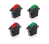 Switian Lot de 4 Interrupteurs Bateau KCD1 IP67 3 Broches LED Rouge/Vert - 250V/6A 125V/10A - Haute Durabilité pour Marine, Industriel & Électroménager