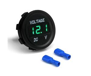 Switian Voltmètre Numérique LED Imperméable 5-48V DC - Capteur de Tension Universel pour Voiture, Moto, Camion, Bateau, Caravane (Affichage Vert)