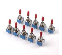 Switian10Pcs AC 250V/3A 125V/6A ON/ON Interrupteur à 2 positions 6 Broches DPDT Mini Interrupteur à Bascule avec capuchon en plastique rouge