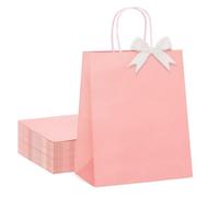 Switory 24 Pcs Sacs en Papier, Sacs Cadeaux Rose Avec Poignées Tournantes, Petits Sacs Cadeaux en Kraft, Pour Fêtes, Anniversaires, Mariages, Noël, Vente au Détail (15x8x21 cm)
