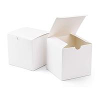 Switory Cajas de regalo 50Pc 10x10x10cm, cajas de regalo de papel Kraft con tapas para hacer manualidades, cajas de cartón para propuestas de dama de honor, regalos de boda blancos