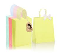 Switory Gift Bags，36pcs Paper Bags, 6 Colours Small Kraft Party with Twist Handles, Strong Paper Carrier for Candy, Birthday, Wedding, Christmas, Baby Shower（21X15X8cm） (en anglais)