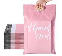Switory Poly Mailers 10x13"(262x330mm) 100 Pcs Sacs d'expédition avec poignée Mise à niveau de conception Sacs postaux pour vêtements avec autocollants, sac étanches, rose