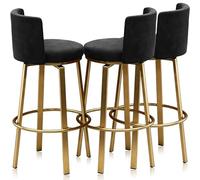 Swivel Bar Stools Set of 3, Modern Velvet Stools Chair with Back, Kitchen Counter Height Breakfast Chair Set for Kitchen Island(Black Gold Frame,65cm)