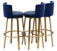 Swivel Bar Stools Set of 3, Modern Velvet Stools Chair with Back, Kitchen Counter Height Breakfast Chair Set for Kitchen Island(Blue Gold Frame,65cm)