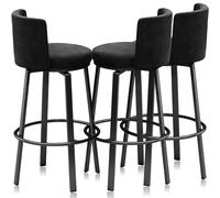Swivel Bar Stools Set of 3, Modern Velvet Stools Chair with Back, Kitchen Counter Height Breakfast Chair Set for Kitchen Island(Black Black Frame,65cm)